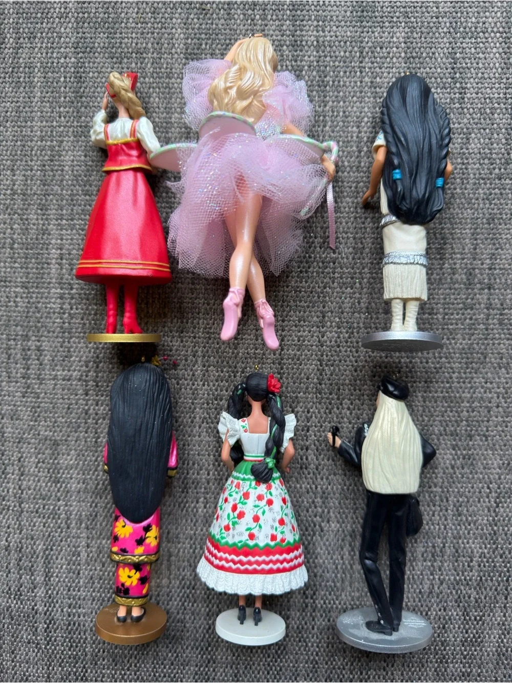Set Of 6 Dolls Of The World Barbie & Keepsake Ornaments 1990s Hallmark Mattel